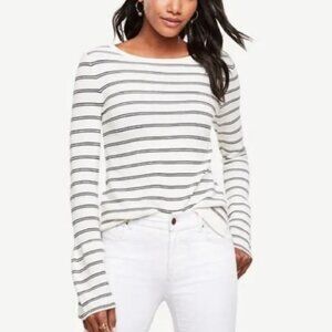 Black and Off White Striped Sweater with Fluted Sleeve by Ann Taylor - NWTS!!